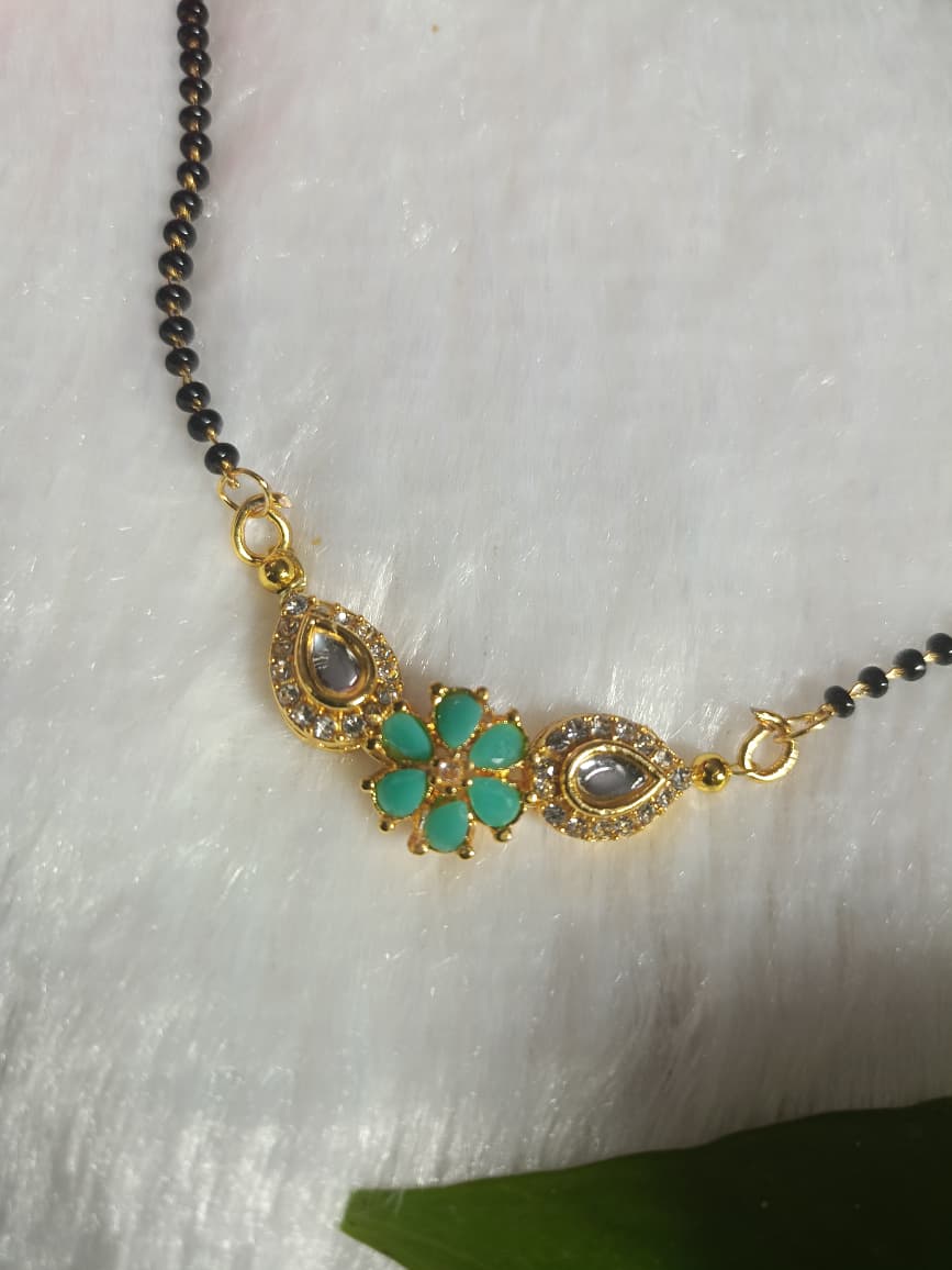 Party Wear Pastle Green Short Mangalsutra